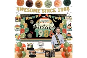40th Birthday Decorations for Men Women, 40 Pcs Vintage 1986 Birthday Party Decorations Supplies, Including Back in 1986 Bann