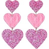 Heart Dangle Earrings Acrylic Cute Heart Shaped Earrings for Women