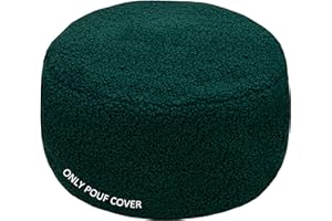 GLAXYFUR Unstuffed Ottoman Pouf Cover,Sherpa Fleece Faux Fur Foot Stool, 20x12 Inches Storage Solution, Floor Bean Bag (No Filler),Foot Rest for Living Room, Bedroom, Cover ONLY (Sherpa, Green)