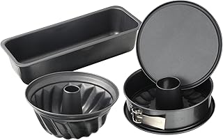 Dr. Oetker 4er Backformen-Set BACK-HARMONIE, Springform (Flach- und Rohrbodeneinsatz), Kastenform und Gugelhupfform, Kuchenformen mit  Antihaftbeschichtung, (Farbe: Grau) Menge: 1 x 4er-Set