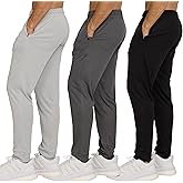 PURE CHAMP Men’s 3 Pack Mesh Joggers with Zipper Pockets, Athletic Pants for Men – Moisture-Wicking Gym Sweatpants Men