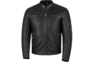 JACKETS 4 BIKES REVOLT Men's Motorcycle Jacket, Natural Buffalo Leather, CE Armor - Ventilation, Cruiser Motorbiker Touring Biker Black L
