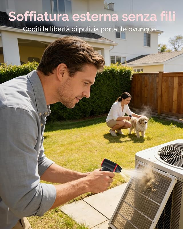 F3 Soffiatore Elettrico per Aria, 150000 Giri/min Vento Forte Soffiatori Portatili per Pulizia, Mini Soffiatore Regolabile a 3 Velocità con Ricarica Rapida, Soffiatore per Foglie Ricaricabile