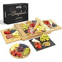 SMIRLY Charcuterie Boards Gift Set: Large Charcuterie Board Set, Bamboo Cheese Board - Unique for Mom - House Warming Gifts N