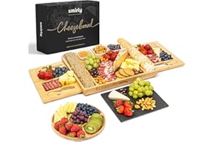 SMIRLY Charcuterie Boards Gift Set: Large Charcuterie Board Set, Bamboo Cheese Board - Unique for Mom - House Warming Gifts N