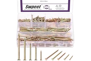 Swpeet 300Pcs 5 Sizes 3/4" 1-1/4" 1-3/5" 2" 2-3/8" Colored Zinc Hardware Nails Assortment Kit，Steel Nail, Galvanized Nails, Small Nails, Finishing Nails, Wall Nails, Wood Nails, Nails for Concrete