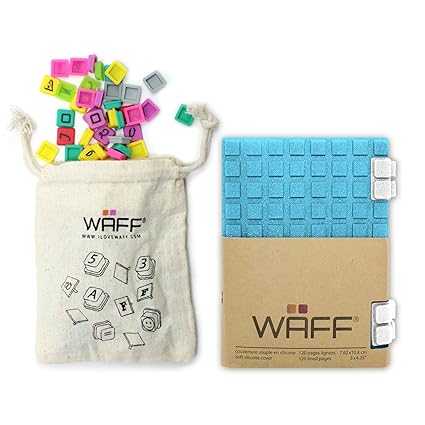 WAFF Soft, Silicone Covered Glitter Combo Notebook/Journal, Blue