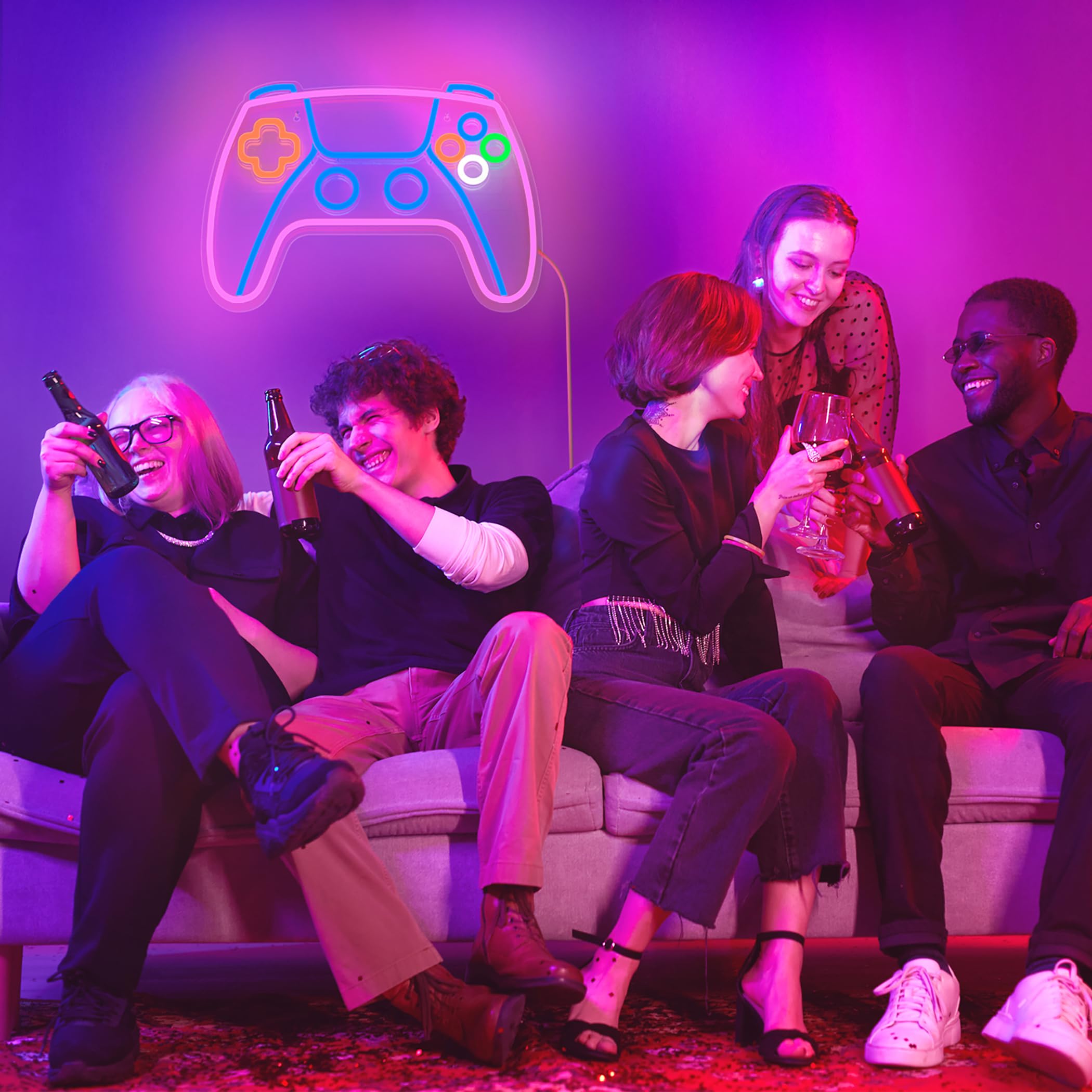 Gaming Deko LED Neonlicht 10 Licht Modi für Gaming Wand Deko, Game Neon Schild für Gaming Deko Zimmer, Gamer Deko Lampe für Playstation Deko Zimmer, LED Wandleuchte für Gaming Zubehör Zimmer Deko 5