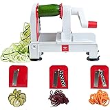 Paderno World Cuisine 3-Blade Folding Vegetable Slicer / Spiralizer Pro, Counter-Mounted and includes 3 Different Stainless S
