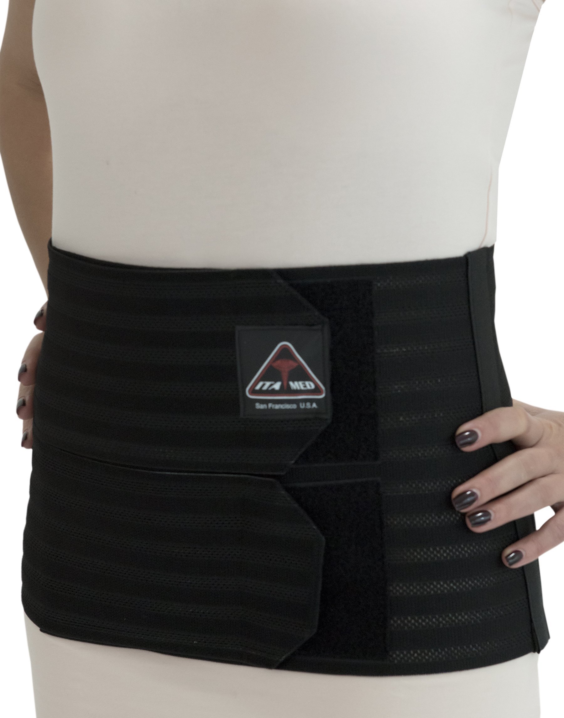 ITA-MED AB-309(W) 2X-Large Black Women's Post-Partum Abdominal Support Binder with Breathable Elastic