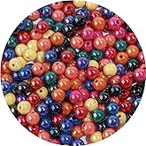 500PCS 8mm AB Color Acrylic Round Craft Beads Spacer Beads with Hole for DIY Bracelet Necklace Earrings Keychain Women Jewelry Making Supplies,AB Deep Mixed Color