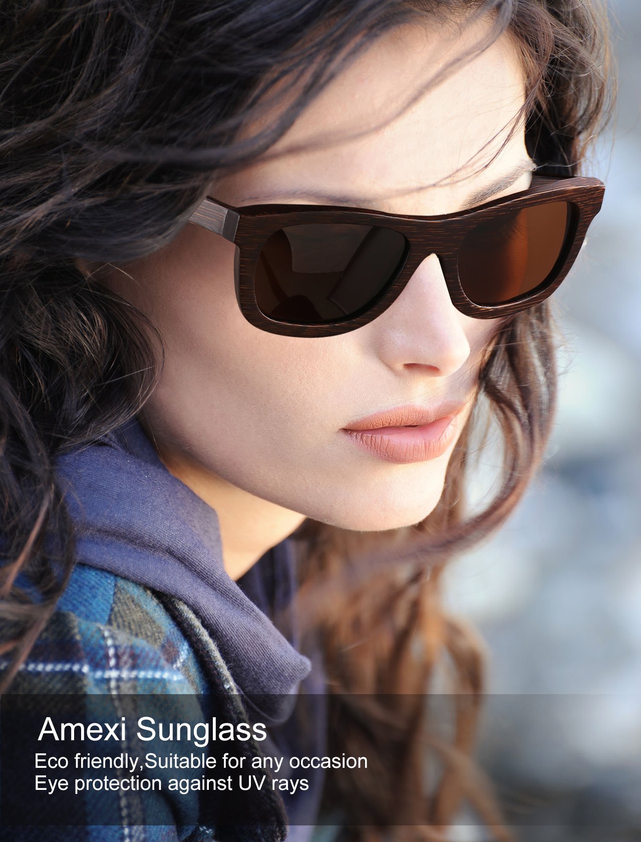 Amexi 2018 Novità Bambù Occhiali da sole con protezione UV400 Donne ,Uomo ,Luce unisex polarizzata anti-UV Occhiali da sole in legno