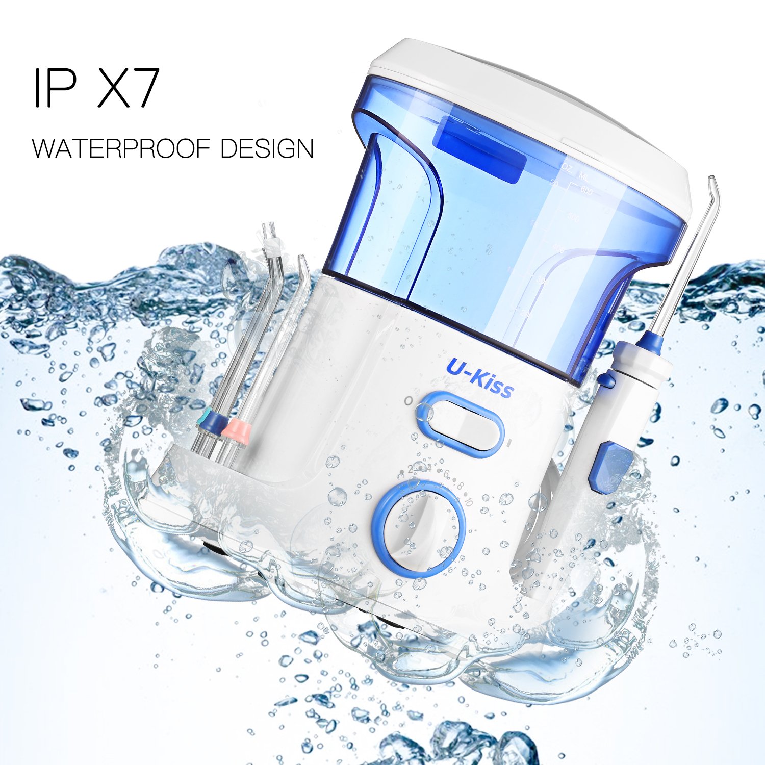 Water Dental Flosser, Dental Care Oral Irrigator with 10 Pressure Settings and 7 Interchangeable Nozzles for Deep Cleaning Between Teeth, Gumline, Braces and Bridges, Leak-Proof Electric Quiet Design