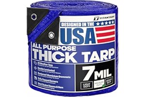 TitanTarp® All Purpose Waterproof Tarp Tarpaulin - Boat, Camping, Car, Construction, Outdoor, Patio, Pool Cover, Rain Shelter, RV, Shade, Storage, Tent, Truck - 7 MIL, 6x8ft, Blue - Double Pack