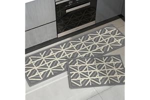 APROPHIC Kitchen Rugs, Kitchen Runner Rug Non-Skid Dirt-Resistant, Buffalo Plaid Comfort Anti-Fatigue Mats for Kitchen Floor, Living Room, Machine Wash, Grey