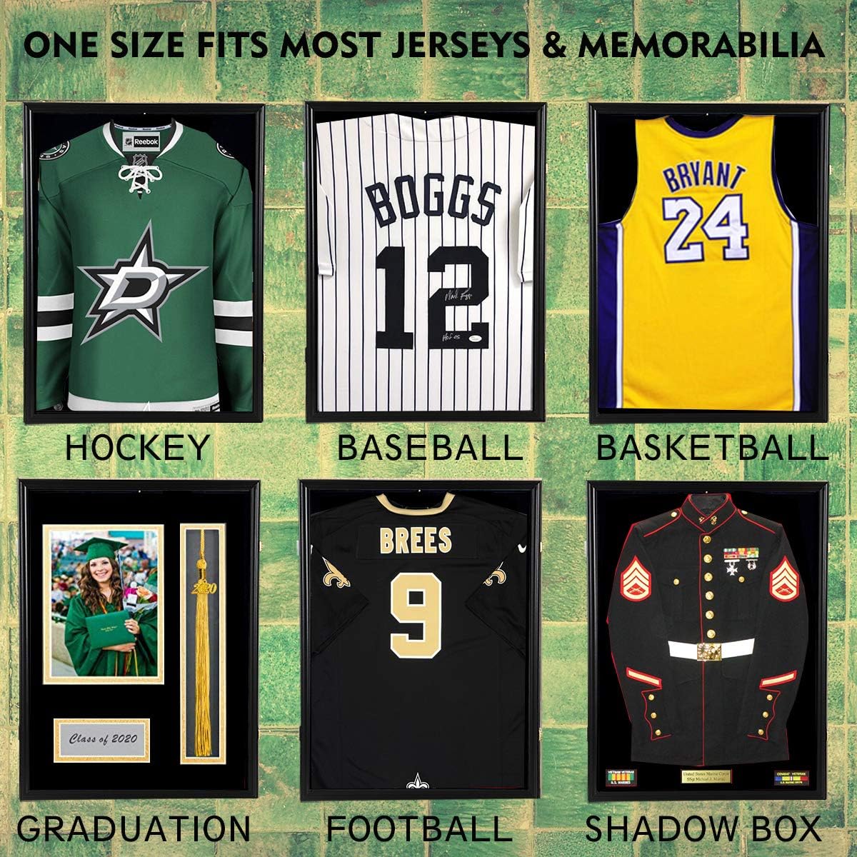 Snail Jersey Frame Display Case Large Lockable Frames Shadow Box with UV Protection Acrylic for Baseball Basketball Football Soccer Hockey Sport Shirt, Hanger and Wall Mount Option, Black Finish : Sports & Outdoors