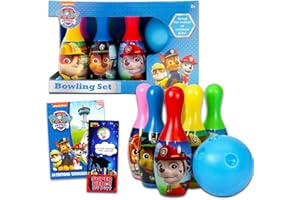 NICKELODEON Paw Patrol Toys Games Activities Bundle for Toddlers, Kids - 4 Pc Paw Patrol Bowling Set with Tattoos and More (Paw Patrol Playset)