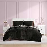 Betsey Johnson - Comforter Set, Luxuriously Soft Bedding with Matching Shams, Chic Bedding Set, Oeko-Tex Certified (Velvet Solid Black, King)