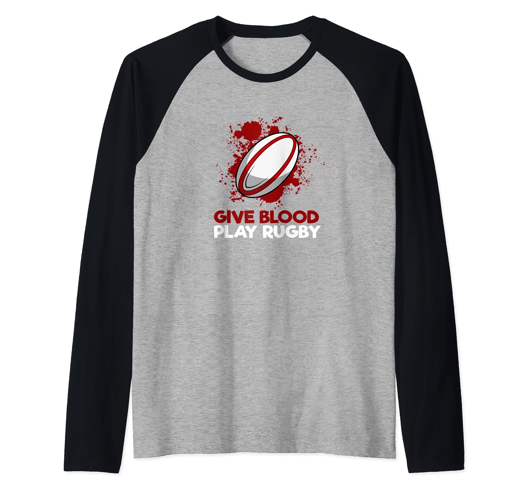 Give Blood, Play Rugby Funny Rugby Player Humor Raglan Baseball Tee