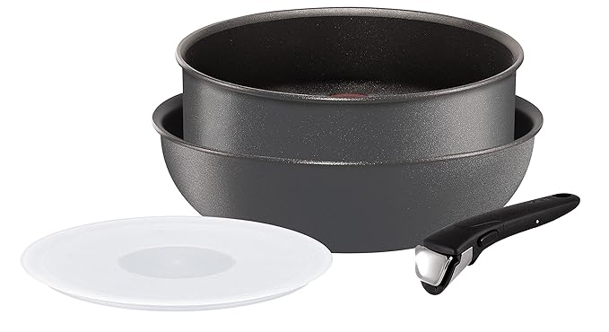 Tefal L6589303 Wok- und Schmorpfannen-Set – Ingenio 5 Performance, grau, 4-teilig – für alle Herde, auch Induktionsherde