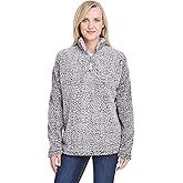 J America Ladies' Epic Sherpa 1/4 Zip L BLACK HEATHER