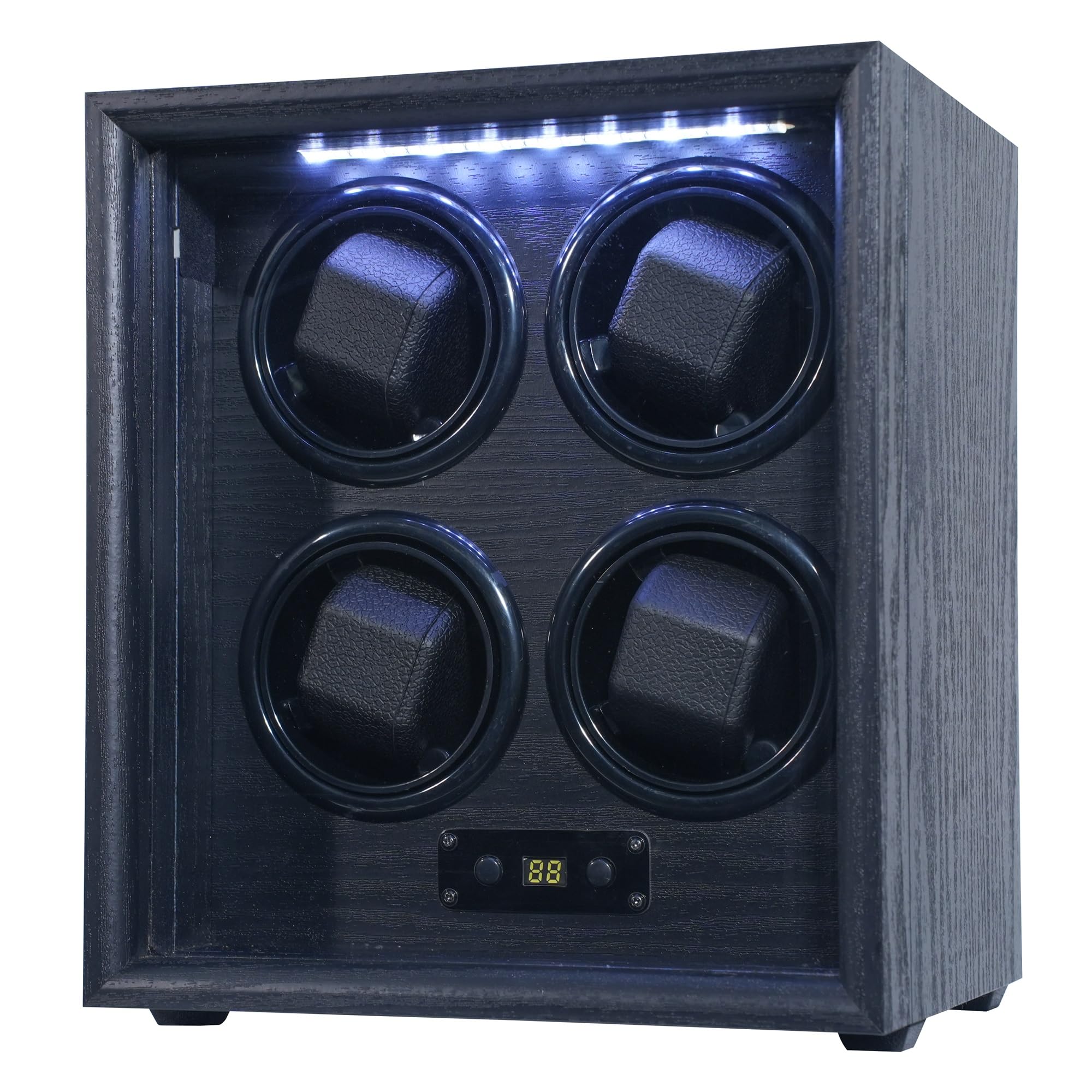 Photo 1 of RYLENE 4 Watch Winder for Automatic Watches Watch Rotator for Rolex 15 Rotation Modes Display Box White Light, Watches Winder Case with Adapter Present for Man Quiet Mabuchi Motor