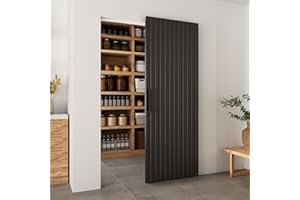 BARNSMITH 32"x86" Concealed Sliding Barn Door with Soft Close Mechanism, Black Hidden Barn Door, Waterproof Vinyl Wrapped, Fits Opening Width 24"-28", Widely Used