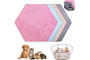 Preboun 4 Pcs 47 in Guinea Pig Playpen Pad Waterproof Hexagon Mat Reusable Dog Playpen Liner for Small Animal Rabbit Cage Tent Pee Pad Washable Yard Fence(Vivid Star)