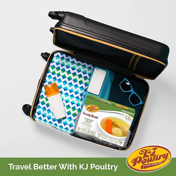 KJ POULTRY KOSHER READY MEALS – MATZA BALL CHICKEN SOUP & VEGETABLES, CHOMETZ NOT FOR PASSOVER, MRE MEAT MEALS READY TO EAT, SHABBOS FOOD, HALAL, (1 PACK) COOKED ENTREE, SHELF STABLE MICROWAVE DINNER