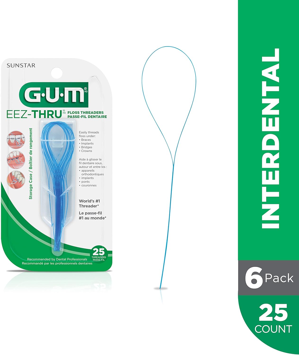 GUM EEZ-Thru Floss Threaders, 25 Count (Pack of 6): Industrial & Scientific