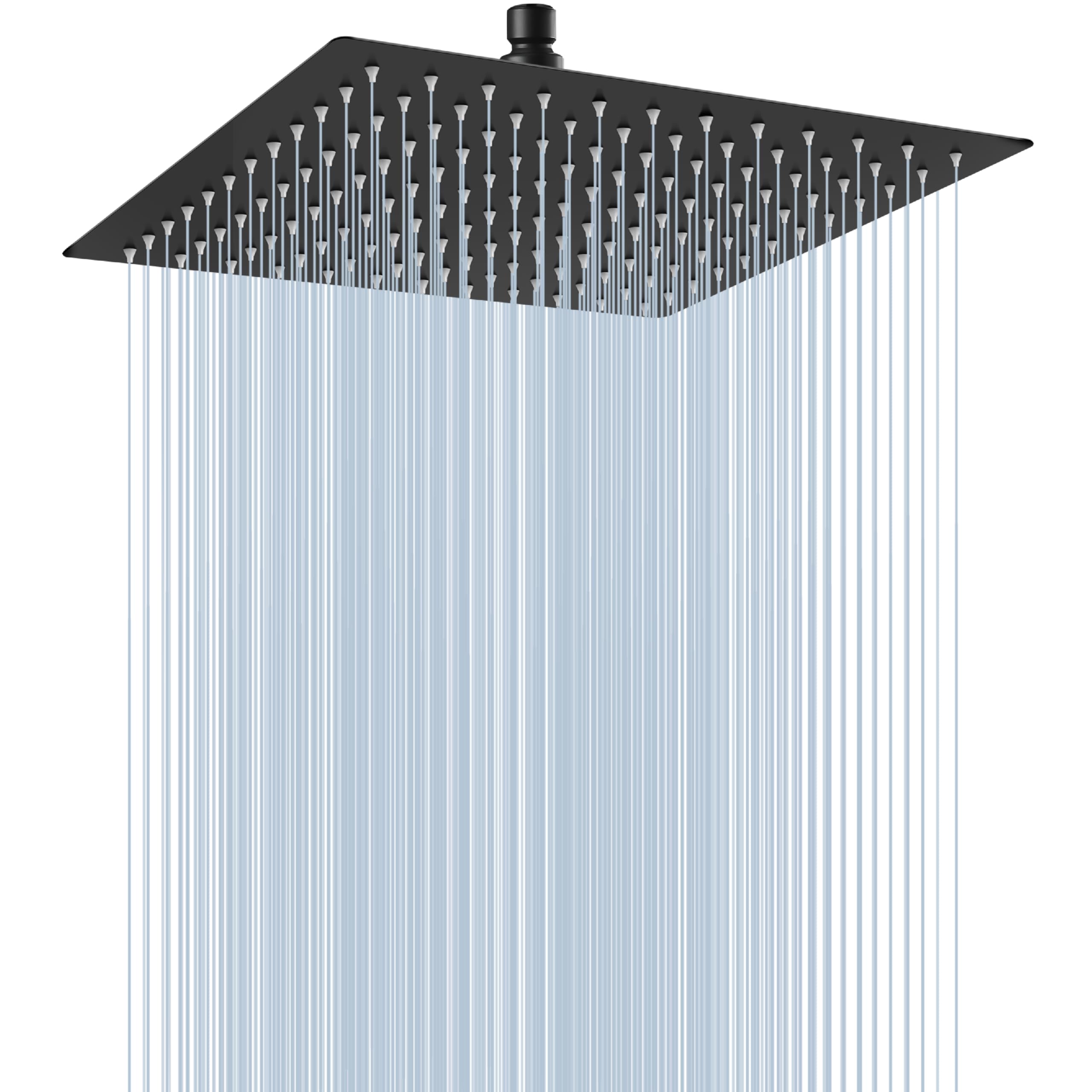 Midanya 10 Inch Rain Shower Head Matte Black 10" Square Rainfall Stainless Steel High Pressure Bath Showerhead Rainfall Showerhead 1/16" Ultra Thin Waterfall Full Body Coverage with Silicone Nozzle