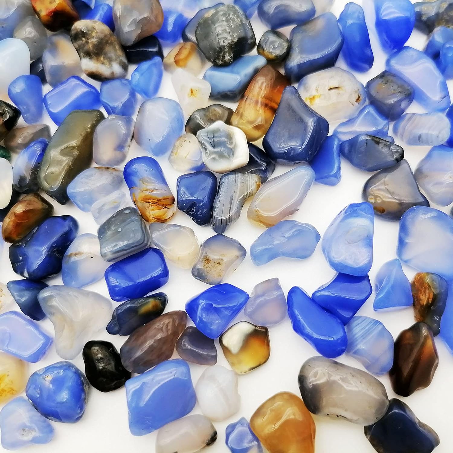 Hardscaping Materials - Qovydx 335g Blue Agate Crystals Rocks Blue Crushed Crystal Tumbled Blue Quartz Stone Tumbled Chips Crushed Stone
