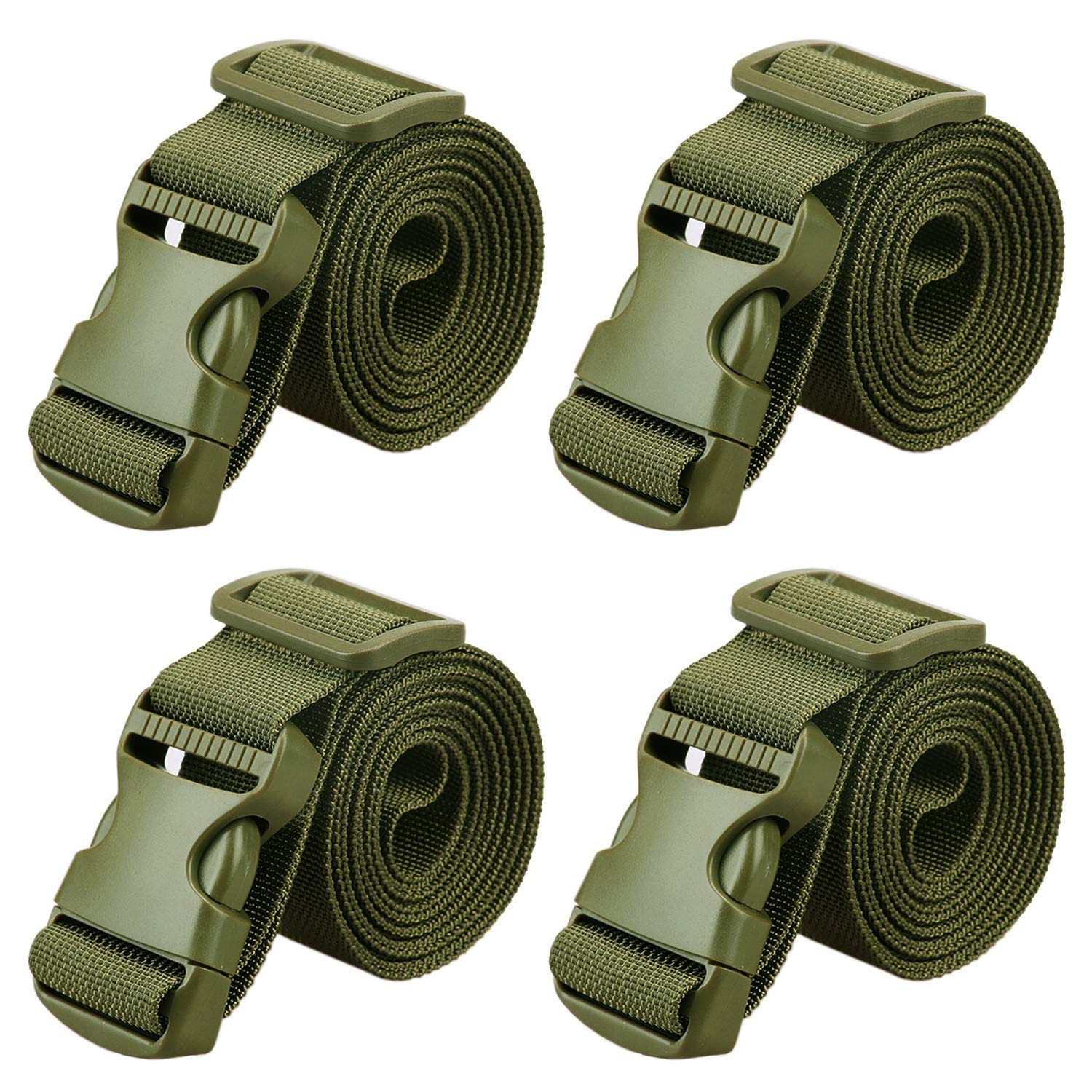 MAGARROW 1.5 Inch Utility Straps with Buckle Adjustable, Pack of 4 (Army Green, 9.5 Feet Long)