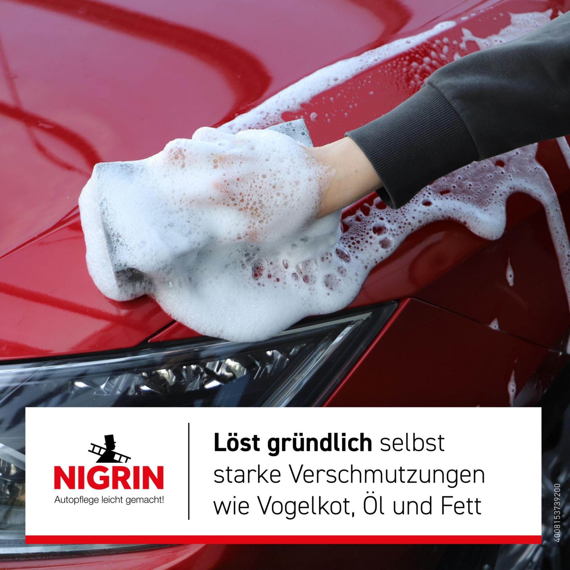 NIGRIN Autoshampoo Konzentrat, 1 Liter, entfernt auch starke Verschmutzungen, schont Lack- und Kunststoffoberflächen, mit Orangen-Duft, Orange 4