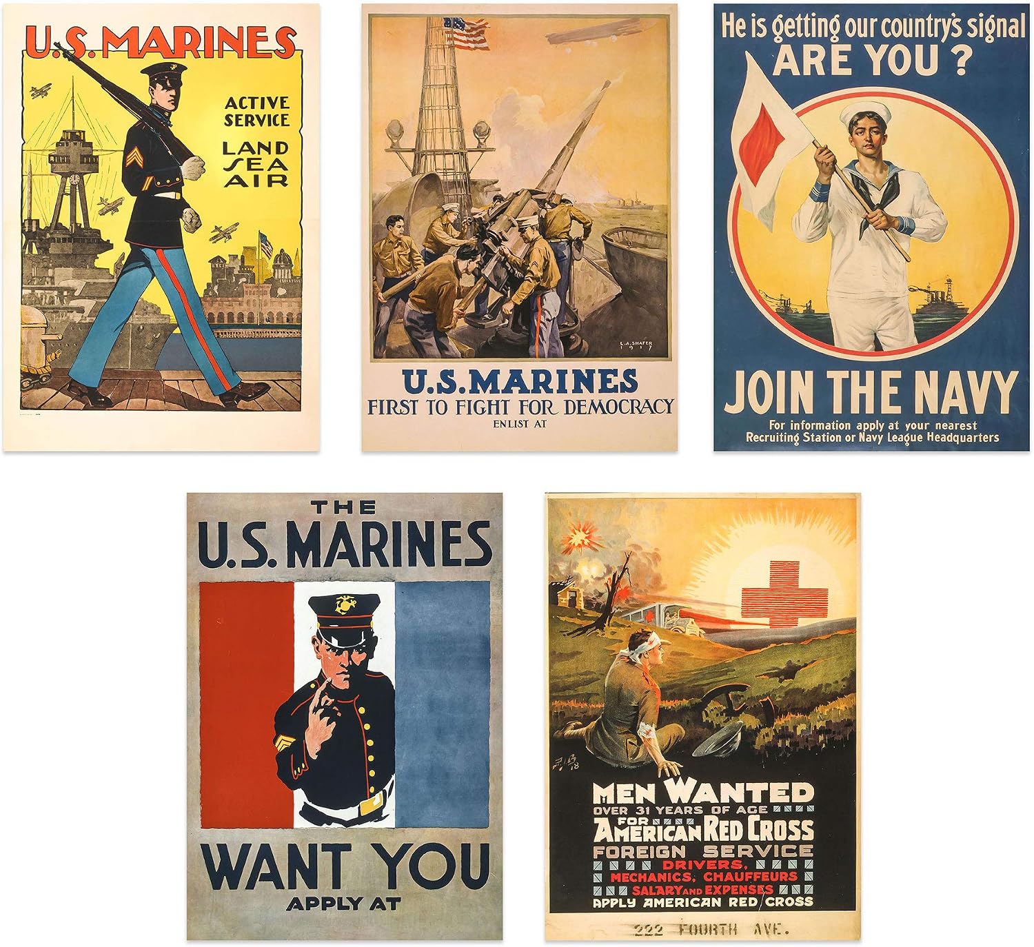 Amazon WW1 Poster Prints Set Of 5 Unframed 8x10 Inches World 