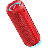 SOWO Portable Bluetooth Speaker, Waterproof IPX7, 25W Loud Wirelss Speaker with Big Audio and Punchy Bass, Outdoor Bluetooth for Party, Beach, Travel, Girls Gifts - Red
