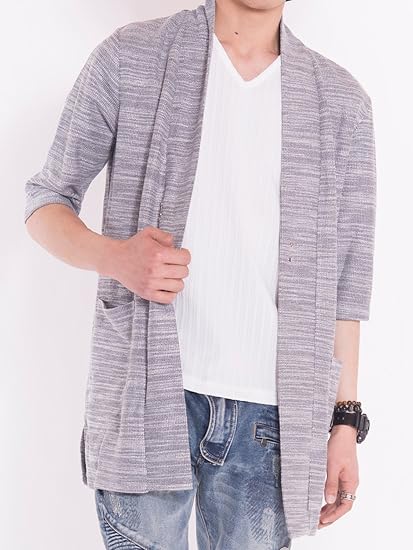 Amazon ライトグレー L 五分袖 カーディガン メンズ ロング 丈 コーディガン 半袖 黒 グレー カーディガン 通販