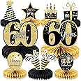 9 Pieces 60th Birthday Decoration 60 th Birthday Centerpieces for Tables Decorations Cheers to 60 Years Honeycomb Table Topper for Men and Women Sixty Years Party Decor Supplies