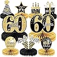 9 Pieces 60th Birthday Decoration 60th Birthday Centerpieces for Tables Decorations Cheers to 60 Years Honeycomb Table Topper