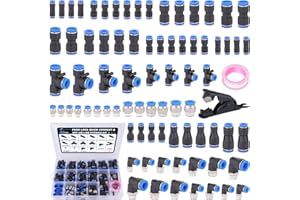 XaXmTee 80 Pcs Quick Connect Air Line Fittings Kit Pneumatic Push Lock Air Fittings 1/8",1/4",3/8",1/2" Push to Connect & NPT Thread Air Hose Fittings Quick Release Airline Fitting Kit