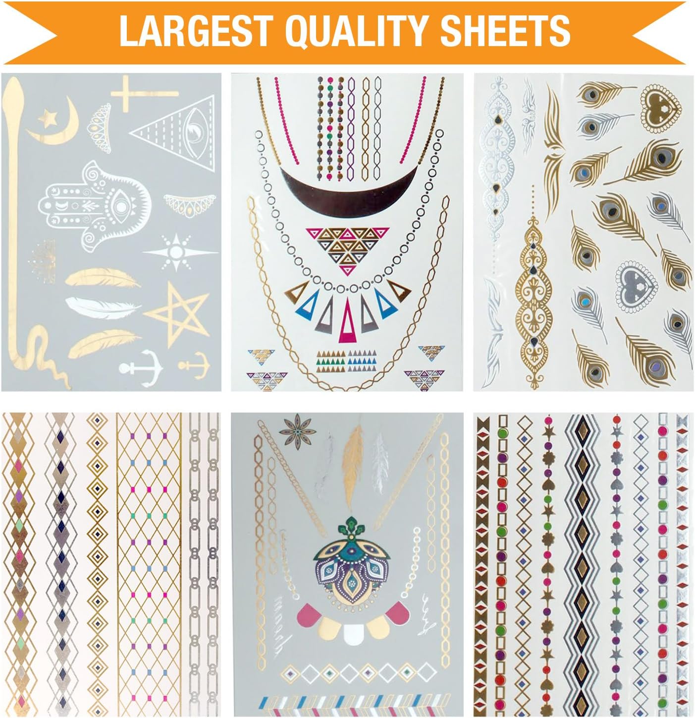 Glitz by Mottos Temporary Metallic Jewelry Tattoos, Colors Collection