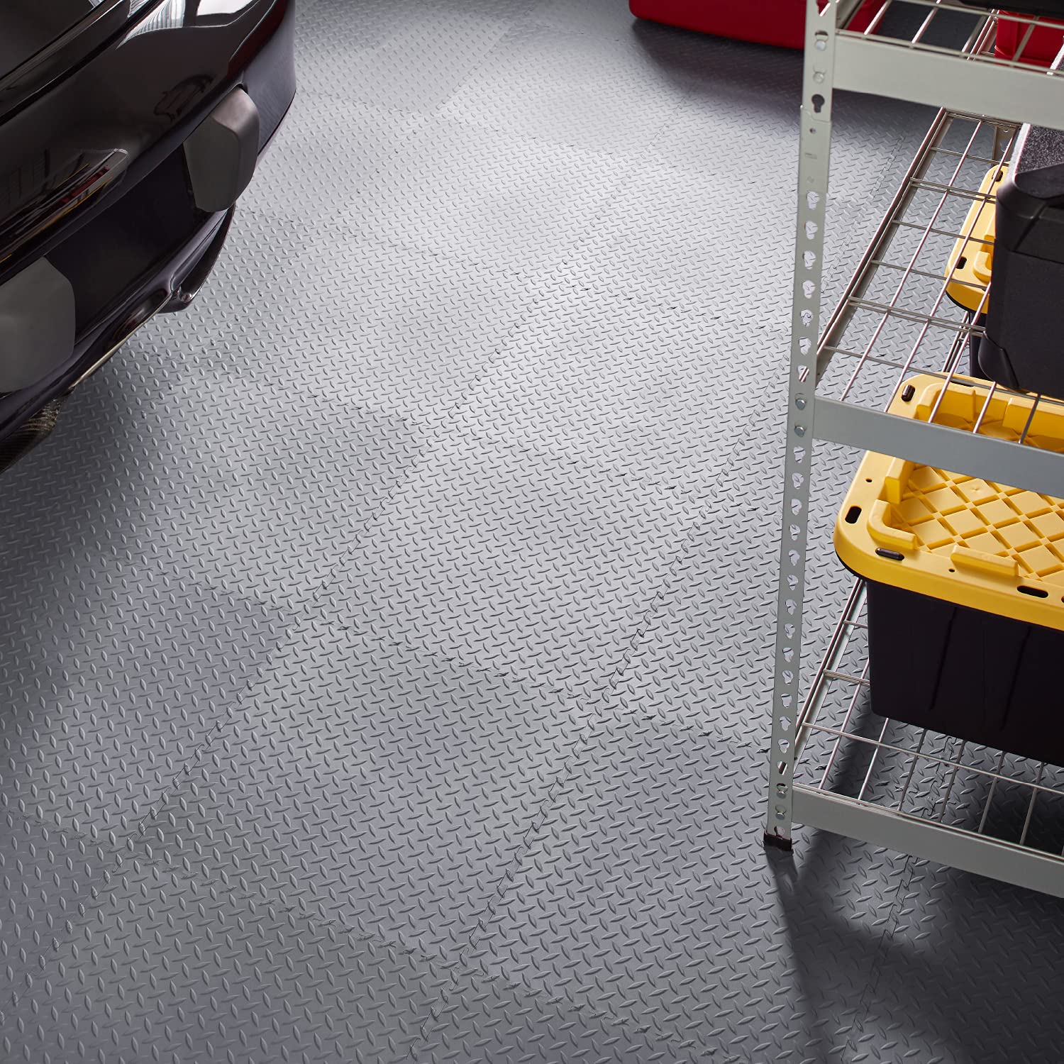 VersaTex 18" X 18" Rubber Diamond Plate Interlocking Floor Tiles – 8-Pack For Garage, Gym & Basement