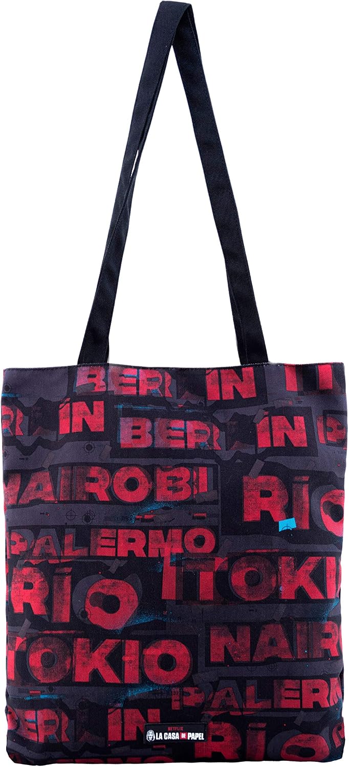 Money Heist Cities-Shopping Bag, Red, 33 x 40 cm - Image 4