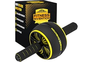 FITNESS INVENTION Ab Roller Wheel - Ab Wheel Roller & Knee Mat - Rueda Para Abdominales - Abdominal Wheel - Abs Roller for Men & Women - Home Gym Equipment
