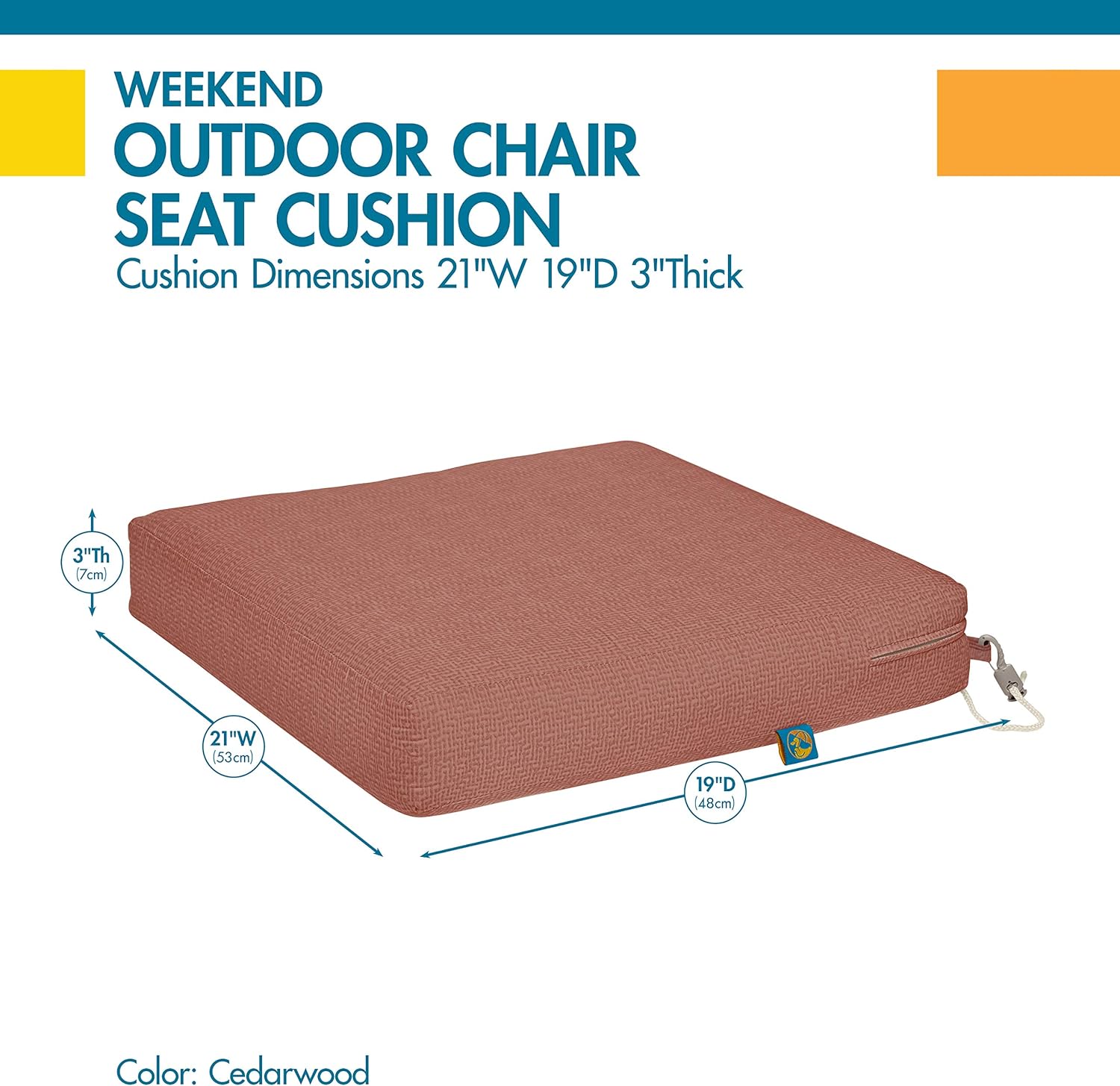 Duck Covers Weekend Water-Resistant 21 x 19 x 3 Inch Outdoor Dining Seat Cushion, Cedarwood : Garden & Outdoor
