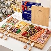 UTCG Charcuterie Board Gifts for Women: Bamboo Folding Cheese Board with Knife Set - Unique White Elephant Gift, Valentine Christmas Birthday Party House Warming Gift for Mom Wife Girlfriend