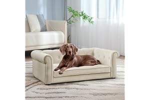 Chorlenimi Dog Couch Bed for Large Dogs Up to 60 lbs,Memory Foam Dog Sofa Bed Medium Size,Pet Couch with Legs for Large Dogs (Beige, 38.9'')