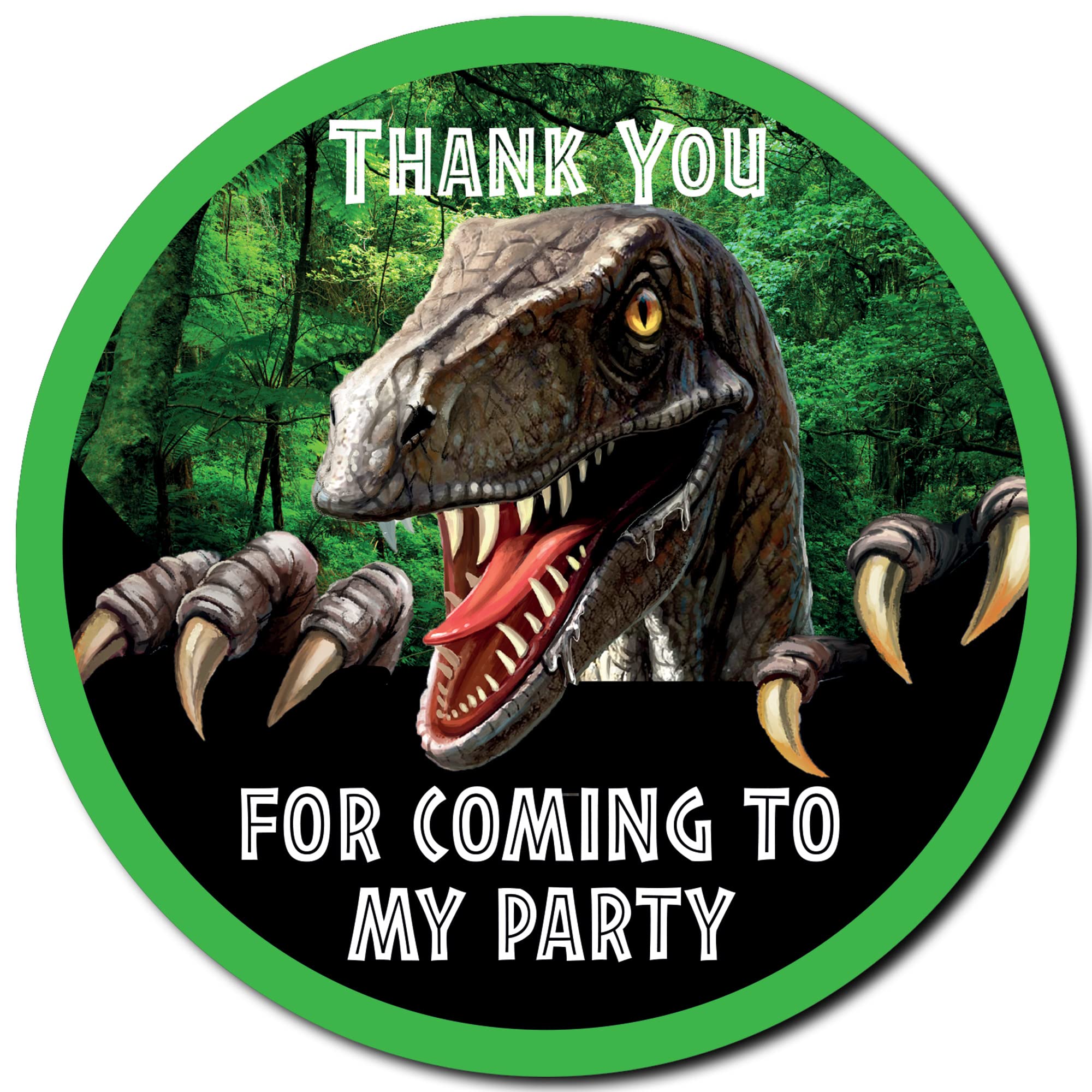 Olivia Samuel 40mm Dinosaur Thank You for Coming to My Party Stickers Pack of 24 Glossy Stickers. Great for Envelope Seals, Party Bags and Kids Goodie Bags. …