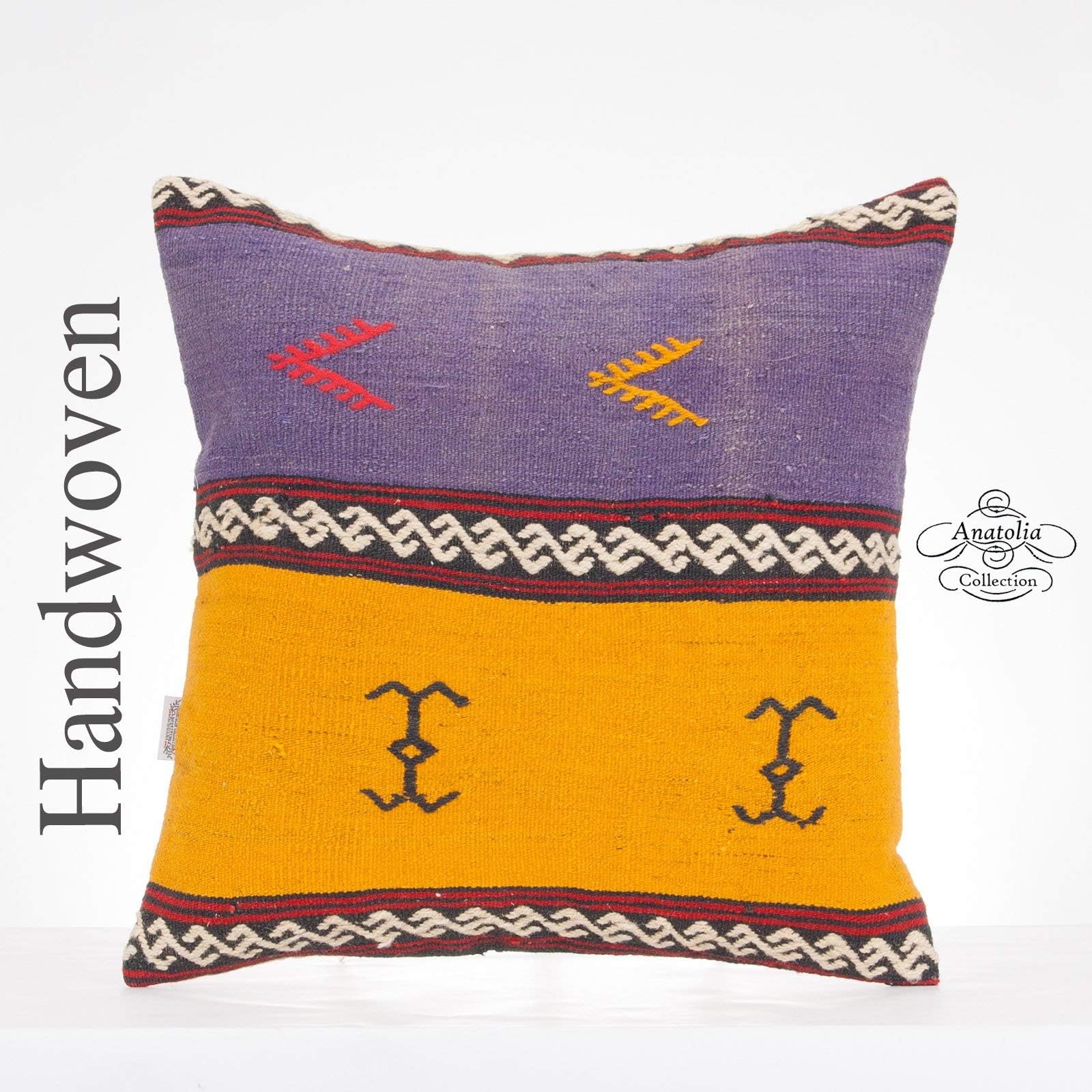 Vintage Anatolian Kilim Pillow Large Turkish Kelim Pillowcase 20x20 Ethnic Decorative Sofa Couch Throw Cushion Cover