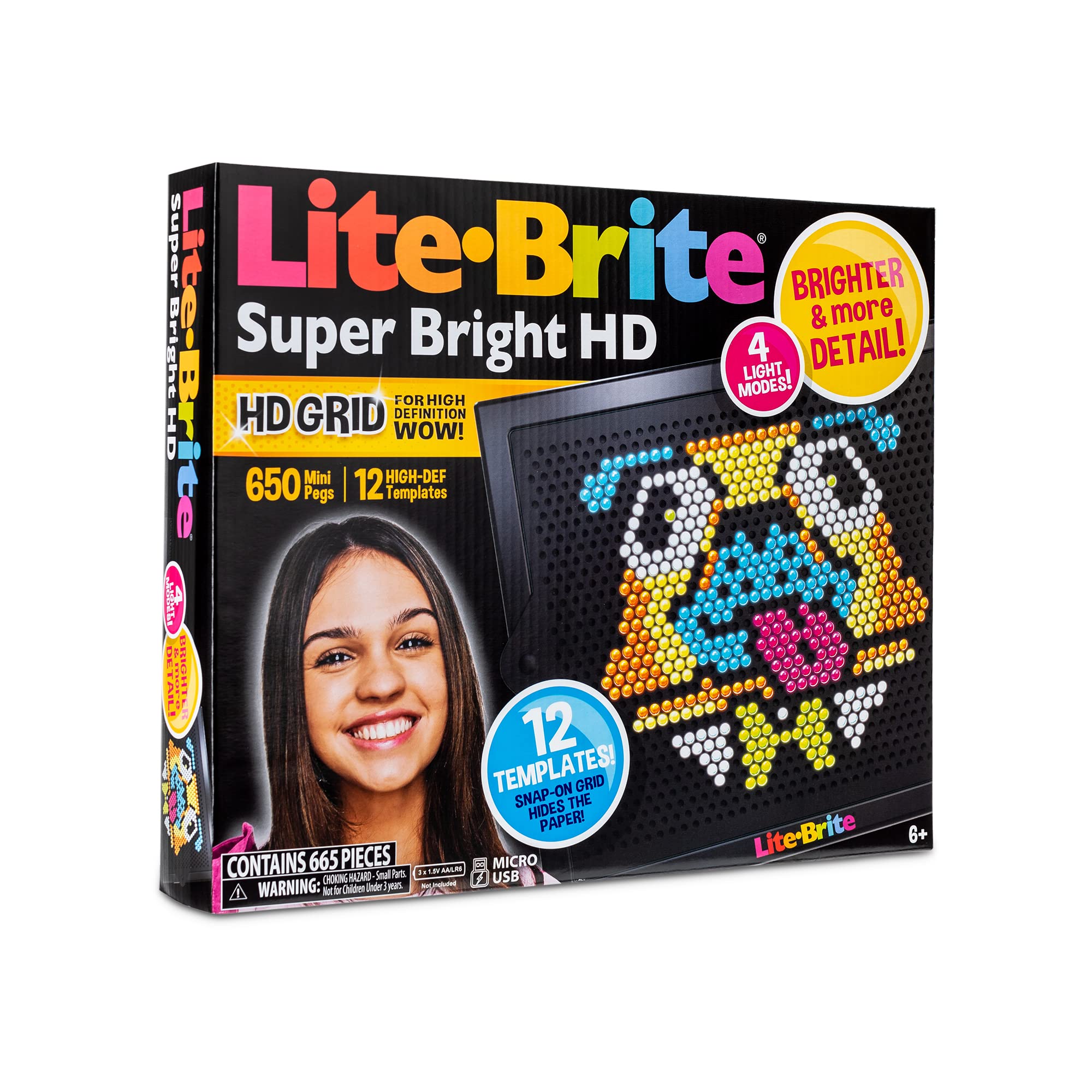 Lite Brite Super Bright HD - Creative Retro Light-Up Screen – Educational Play for Children – Enhances Creativity & Fine Motor Skills, Gift for Boys and Girls Ages 6+